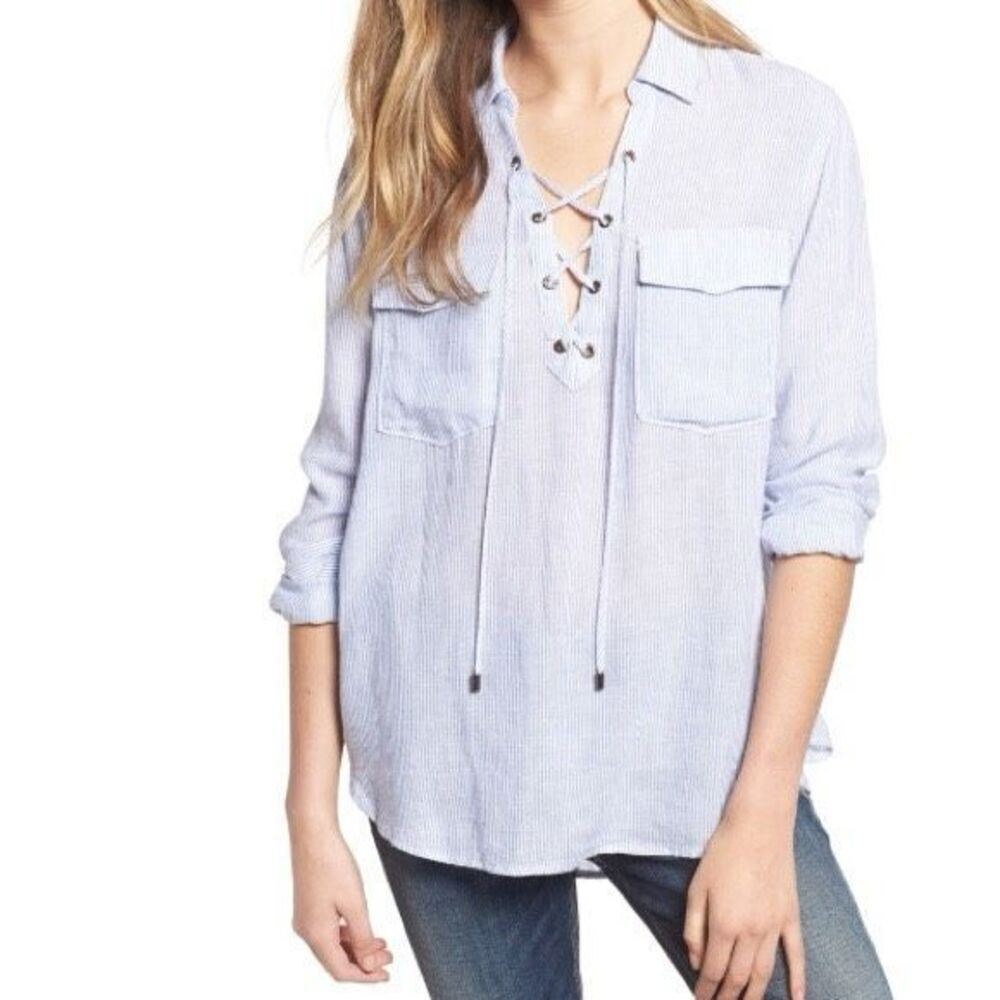 Rails Matea Blouse in Cabo Stripe Blue White Small